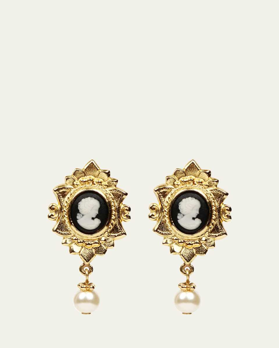 Cameo Pearly Pendant Earrings